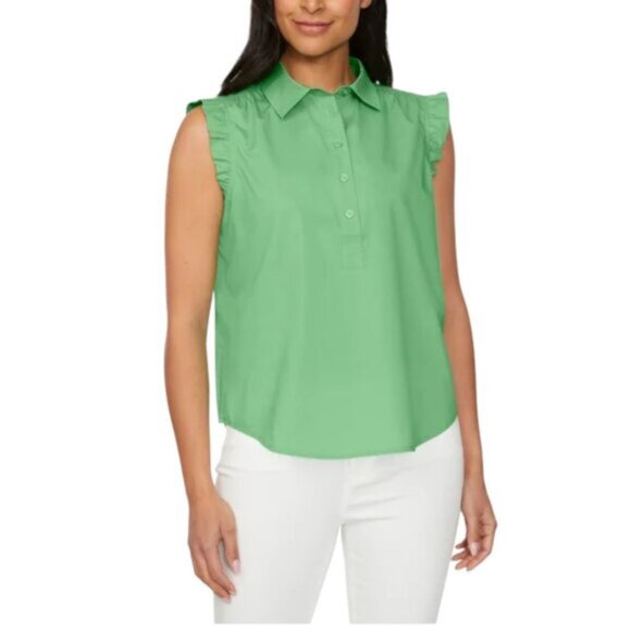 NEW Loft Ruffle Sleeveless Blouse | Green - Picture 4 of 5